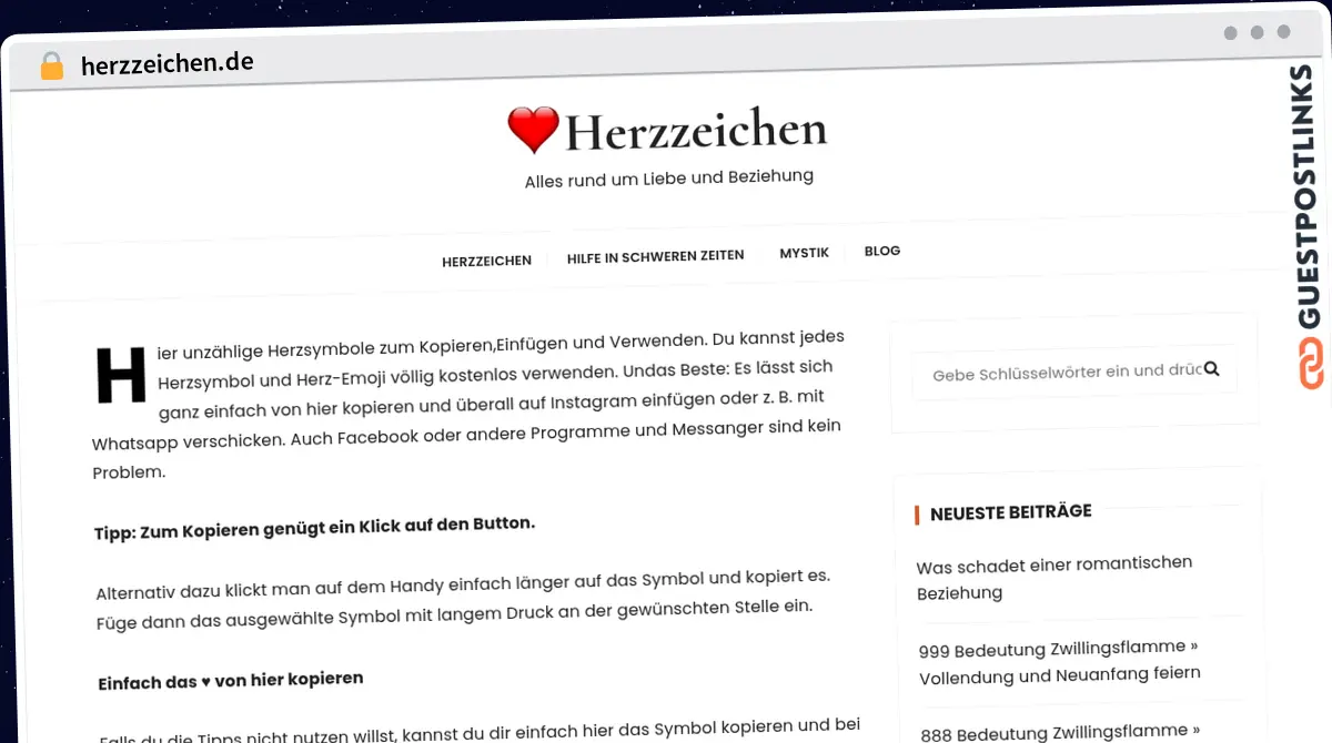 Publish Guest Post on herzzeichen.de