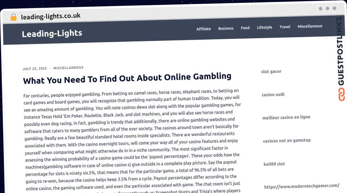 Publish Guest Post on leading-lights.co.uk