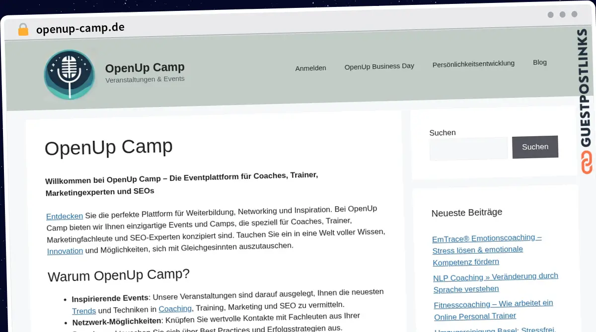 Publish Guest Post on openup-camp.de