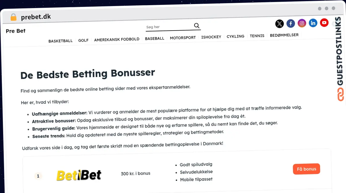 Publish Guest Post on prebet.dk