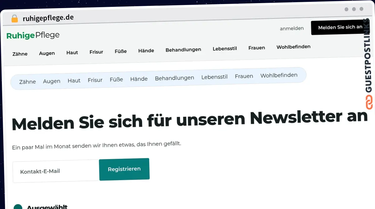 Publish Guest Post on ruhigepflege.de