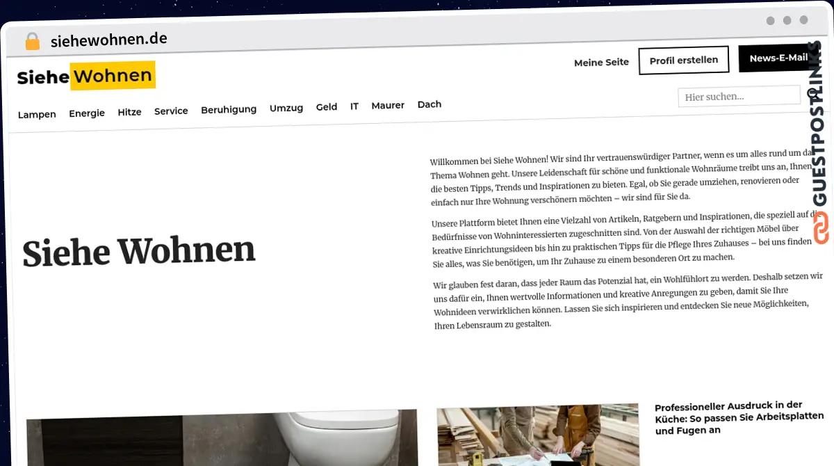 Publish Guest Post on siehewohnen.de