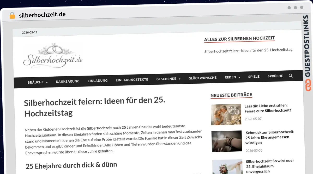 Publish Guest Post on silberhochzeit.de