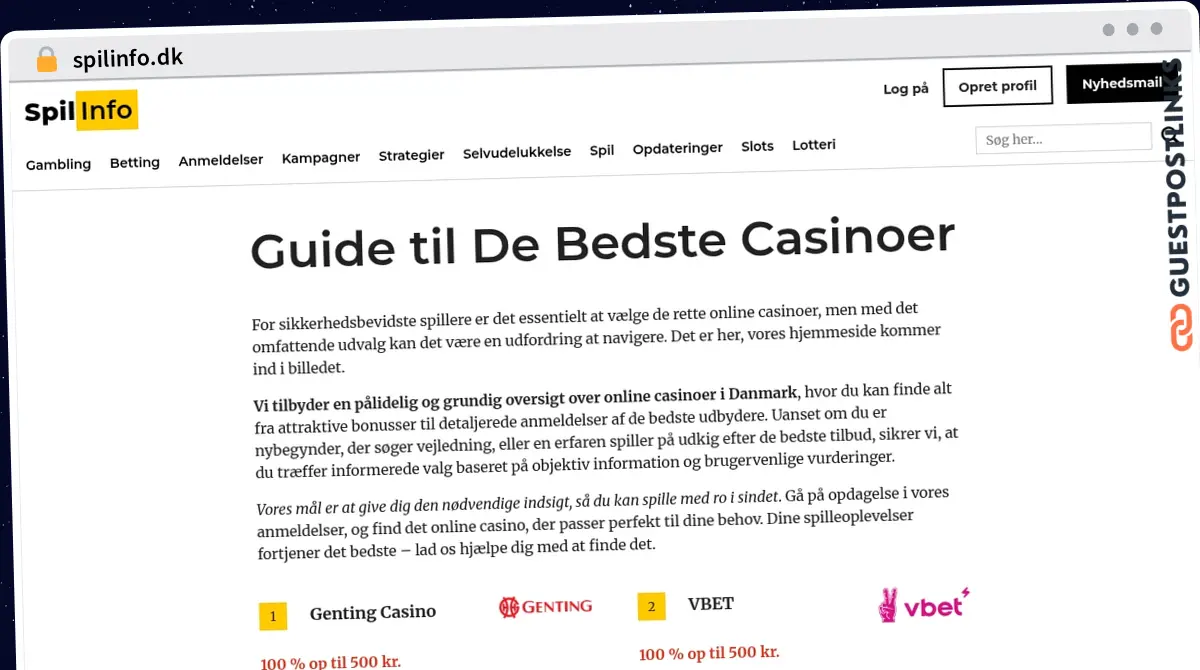 Publish Guest Post on spilinfo.dk