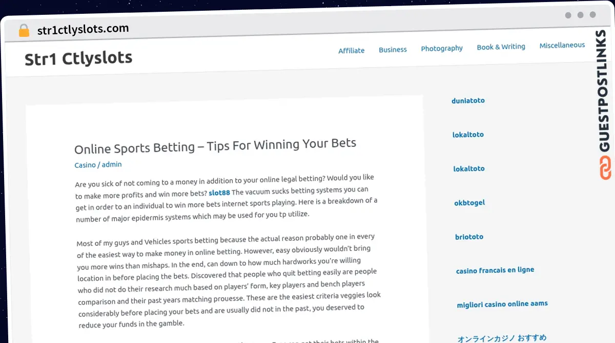 Publish Guest Post on str1ctlyslots.com