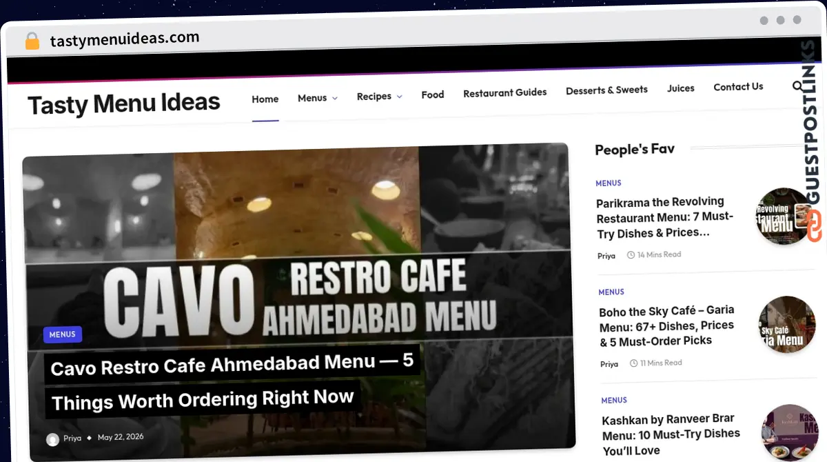 Publish Guest Post on tastymenuideas.com
