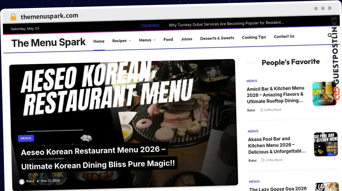 Publish Guest Post on themenuspark.com