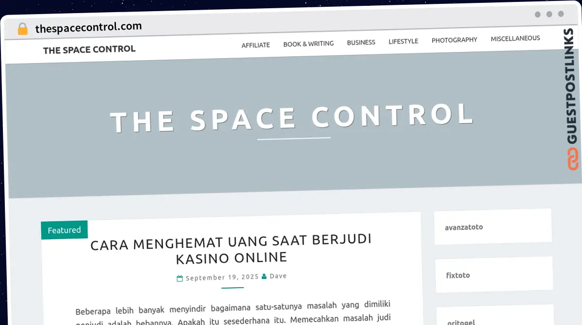 Publish Guest Post on thespacecontrol.com