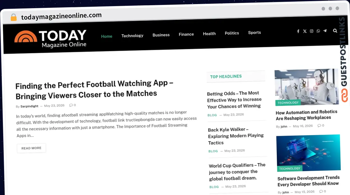 Publish Guest Post on todaymagazineonline.com