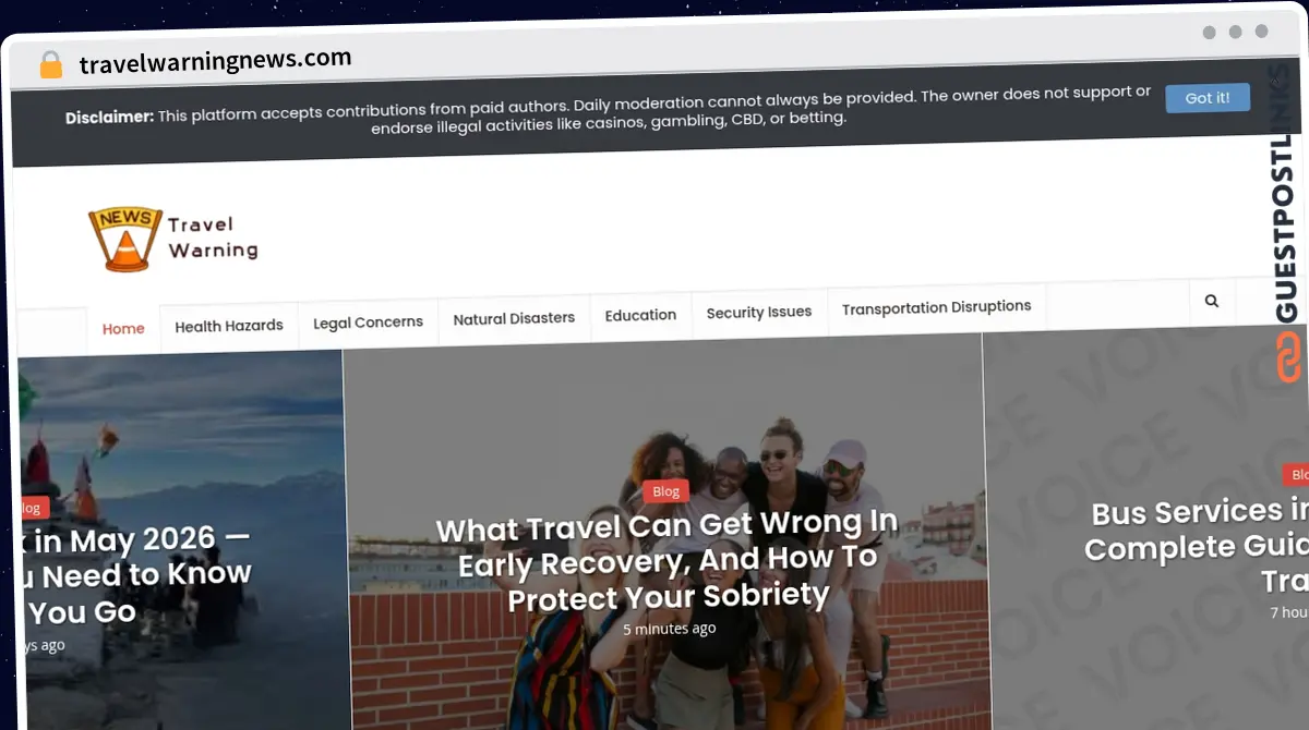 Publish Guest Post on travelwarningnews.com