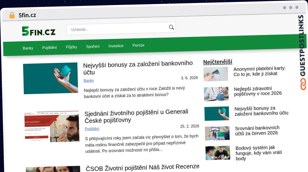 Publish Guest Post on 5fin.cz