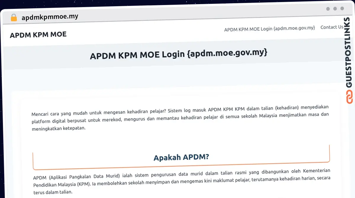 Publish Guest Post on apdmkpmmoe.my