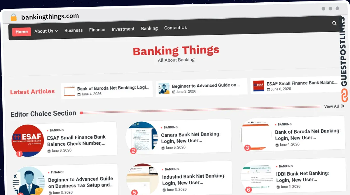 Publish Guest Post on bankingthings.com