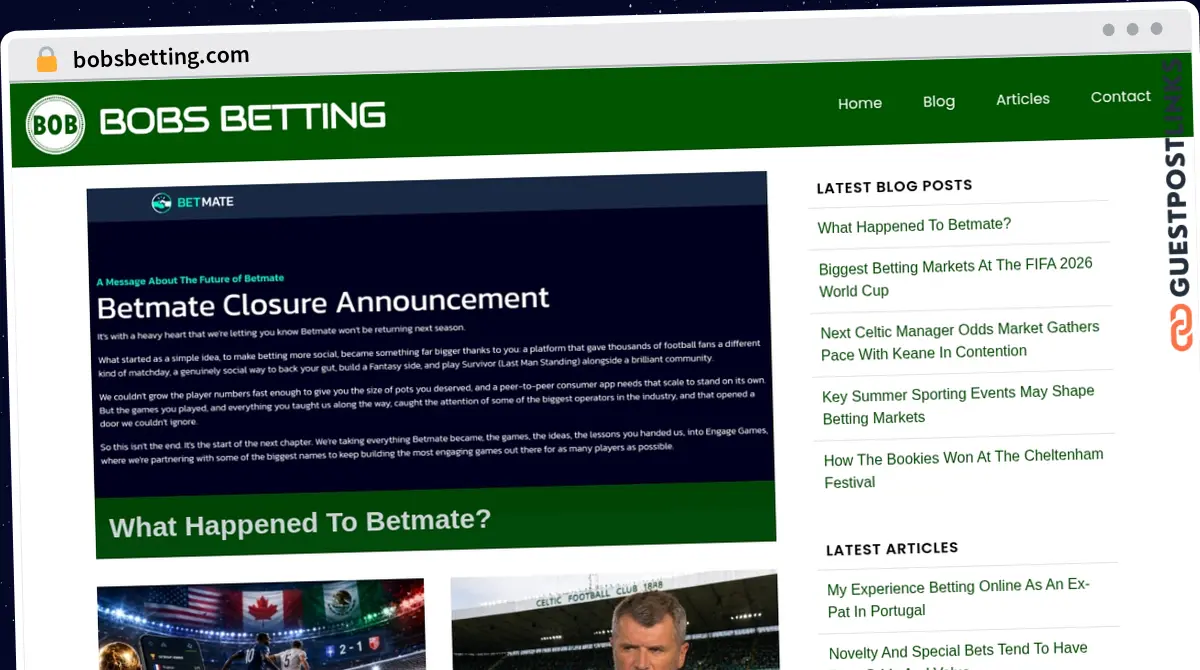 Publish Guest Post on bobsbetting.com