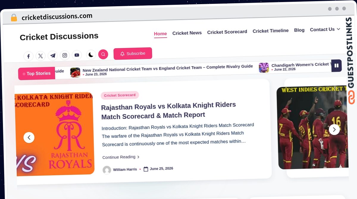 Publish Guest Post on cricketdiscussions.com