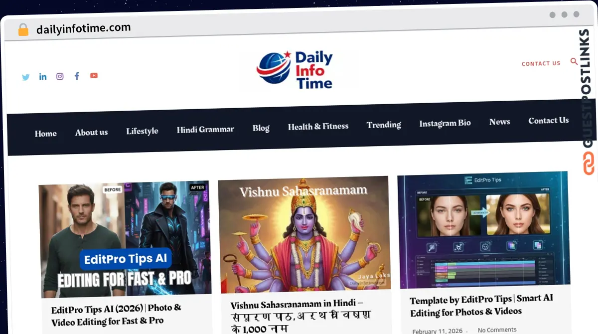 Publish Guest Post on dailyinfotime.com