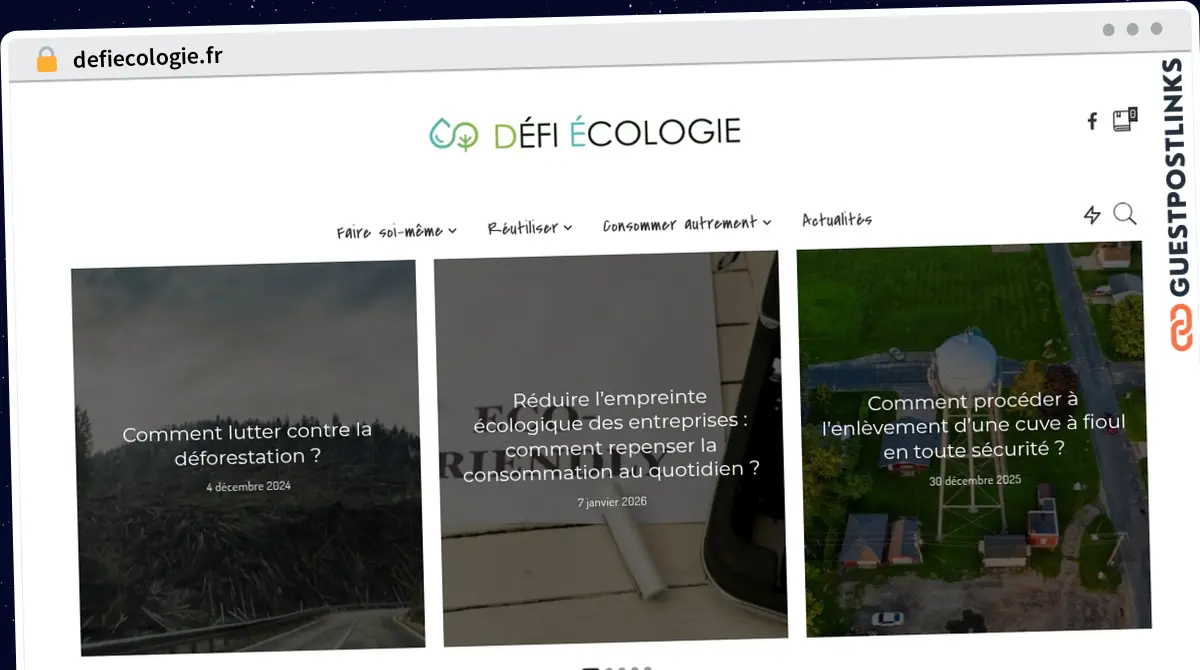 Publish Guest Post on defiecologie.fr