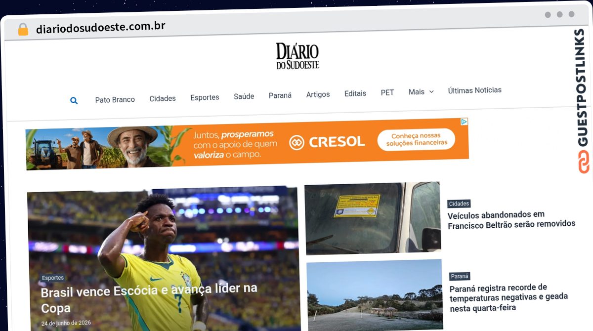 Publish Guest Post on diariodosudoeste.com.br