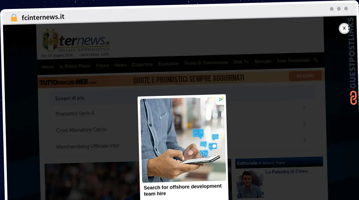 Publish Guest Post on fcinternews.it