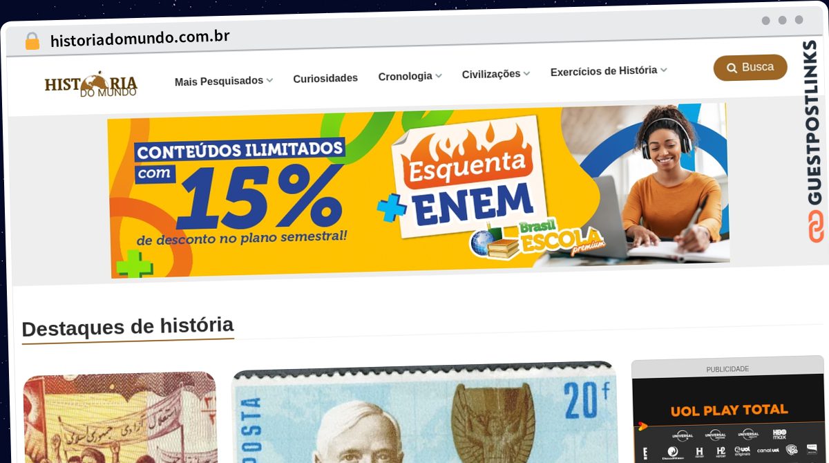 Publish Guest Post on historiadomundo.com.br