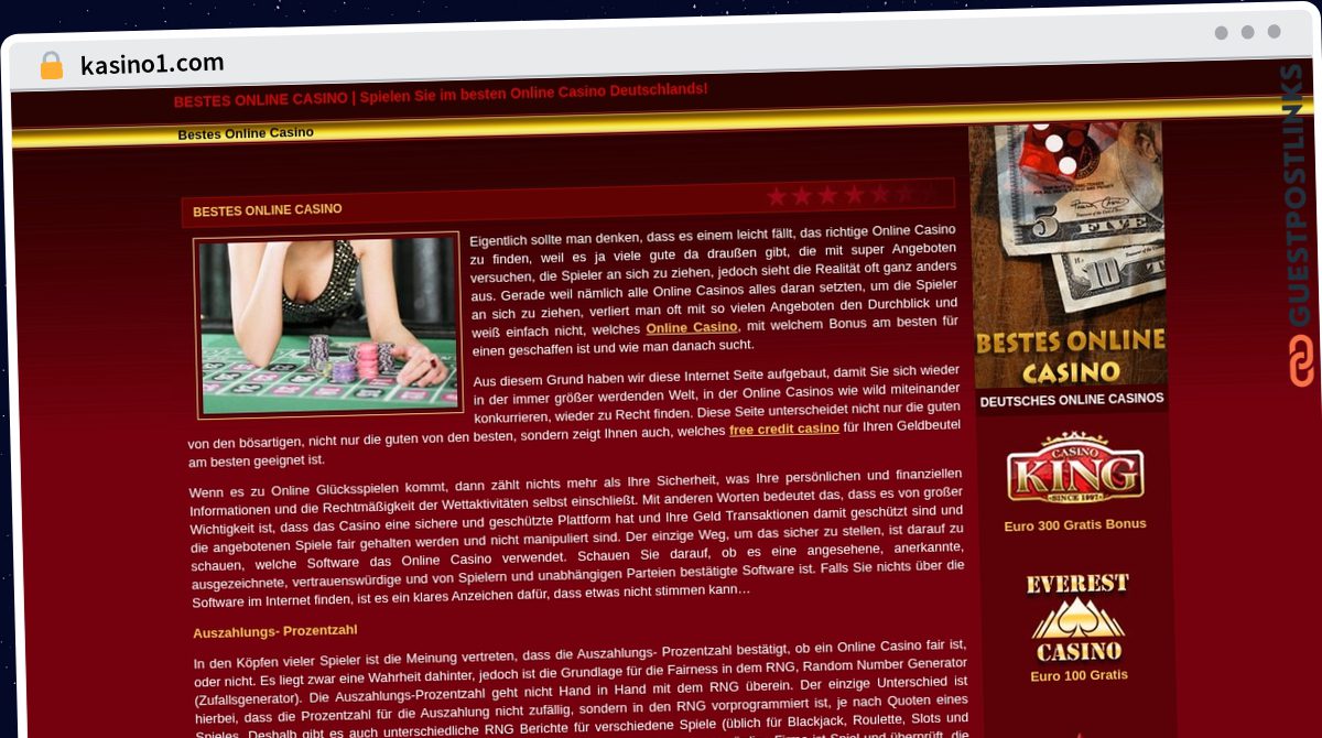 Publish Guest Post on kasino1.com