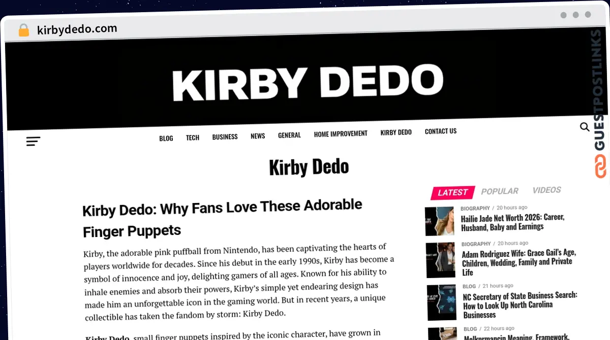 Publish Guest Post on kirbydedo.com