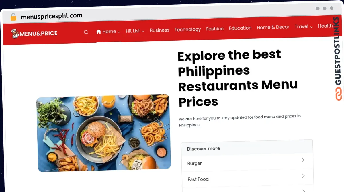 Publish Guest Post on menuspricesphl.com