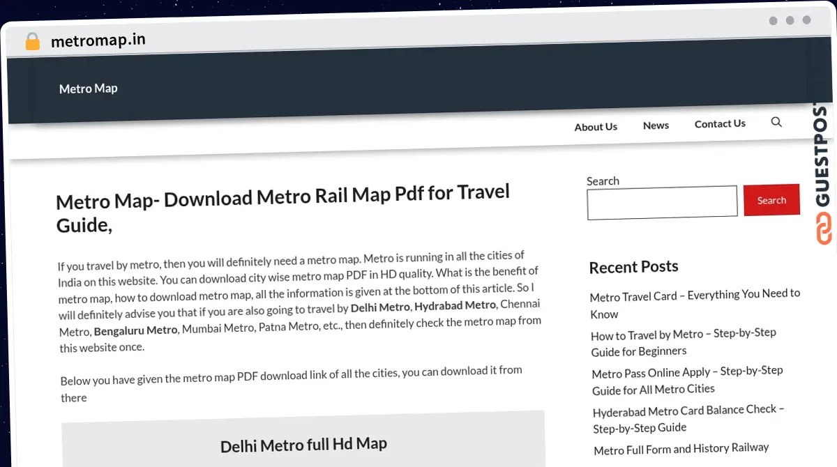 Publish Guest Post on metromap.in