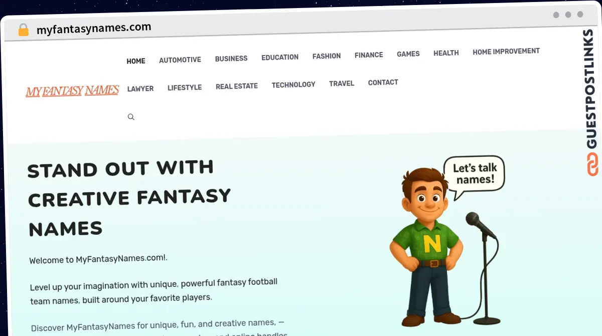 Publish Guest Post on myfantasynames.com