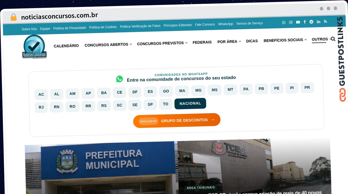Publish Guest Post on noticiasconcursos.com.br