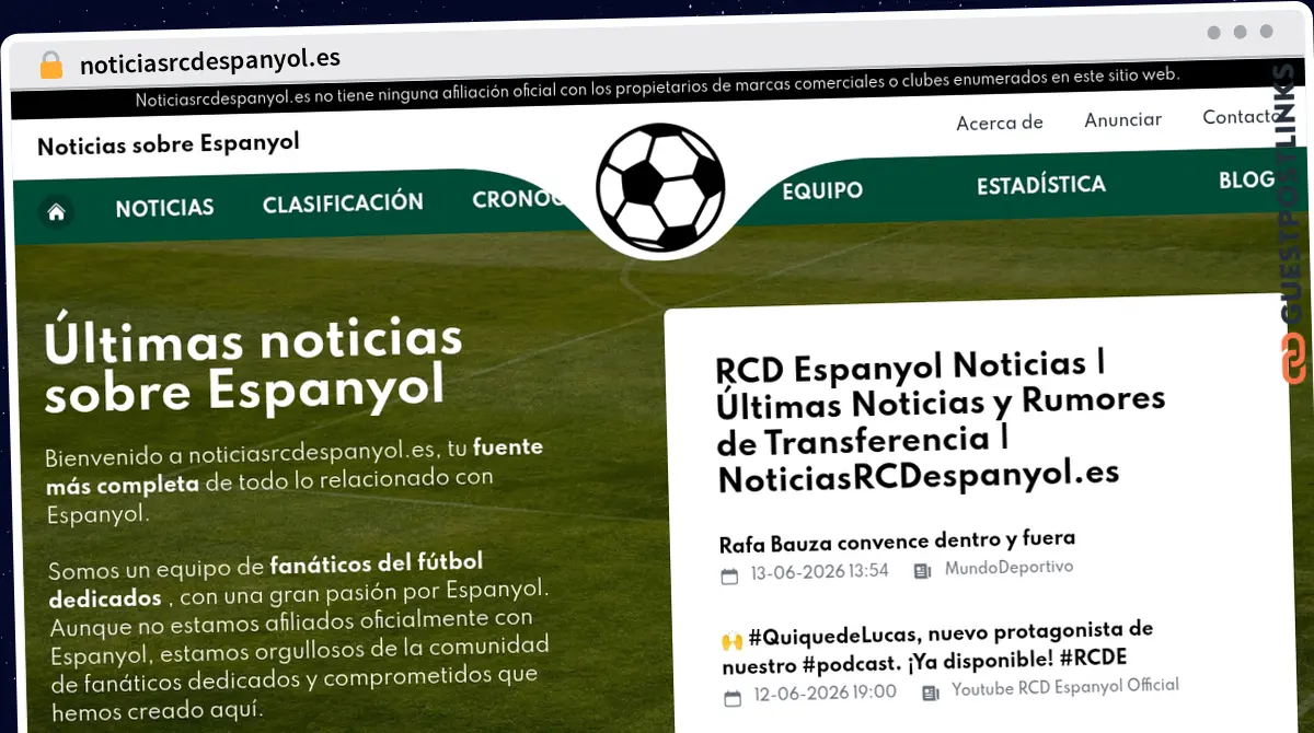 Publish Guest Post on noticiasrcdespanyol.es