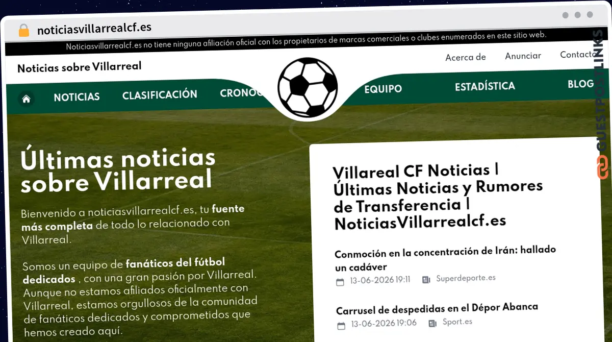 Publish Guest Post on noticiasvillarrealcf.es