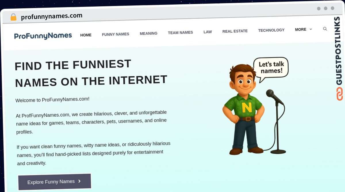 Publish Guest Post on profunnynames.com