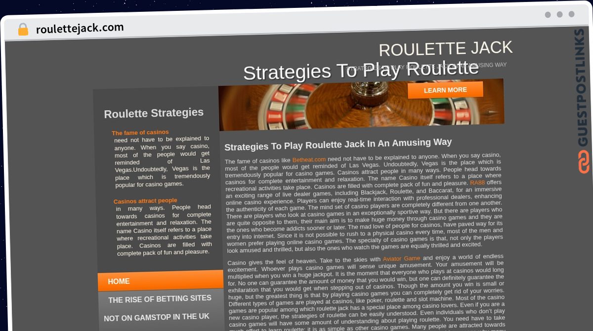 Publish Guest Post on roulettejack.com