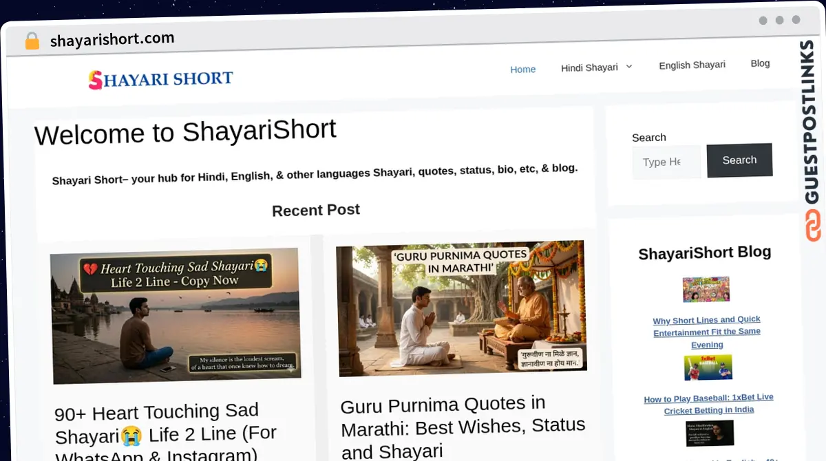 Publish Guest Post on shayarishort.com