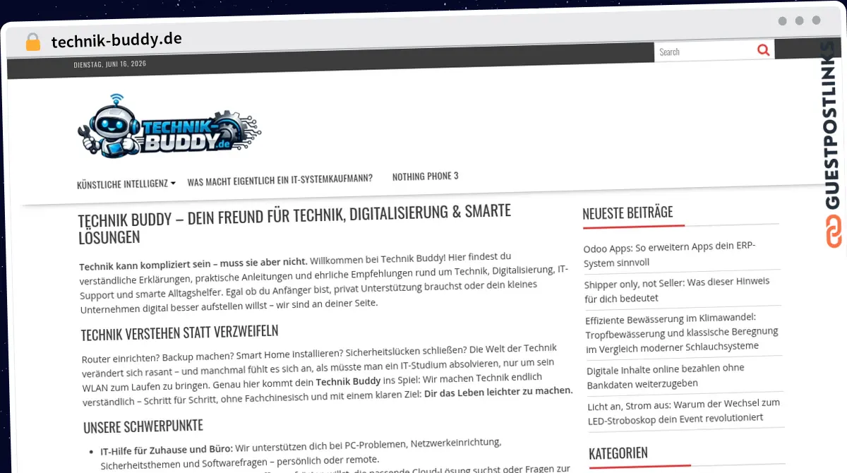 Publish Guest Post on technik-buddy.de