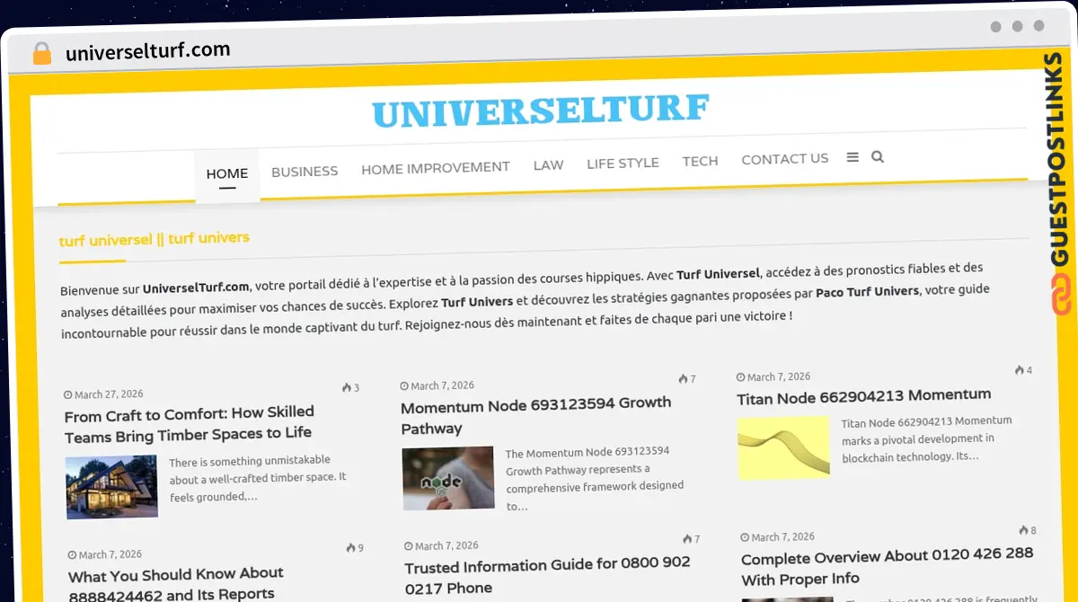 Publish Guest Post on universelturf.com