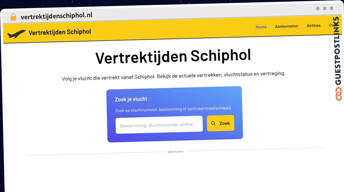 Publish Guest Post on vertrektijdenschiphol.nl