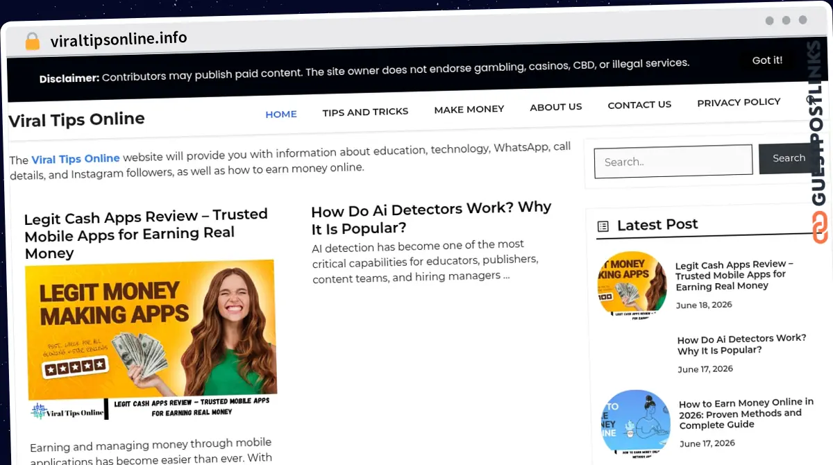 Publish Guest Post on viraltipsonline.info
