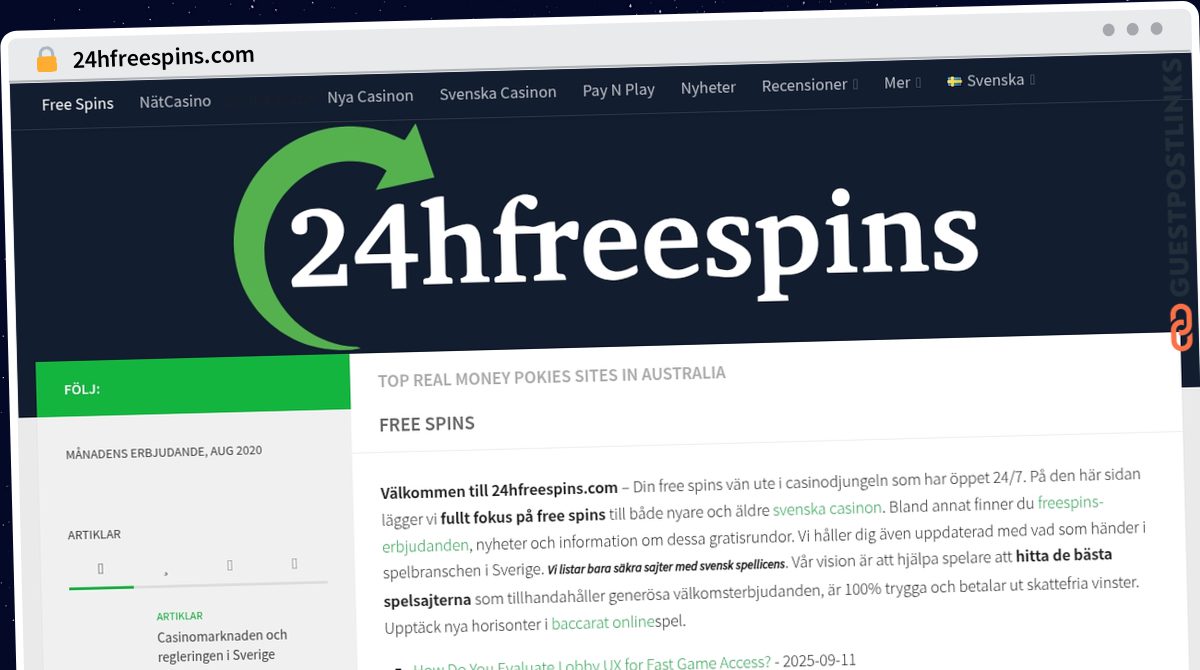 Publish Guest Post on 24hfreespins.com