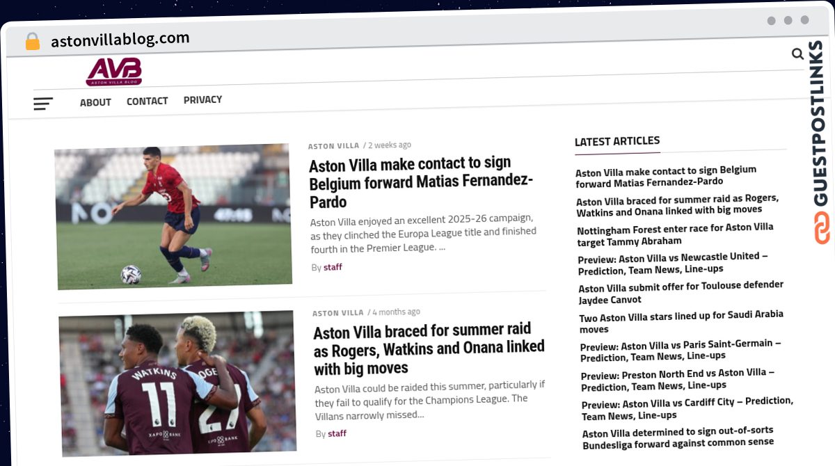 Publish Guest Post on astonvillablog.com