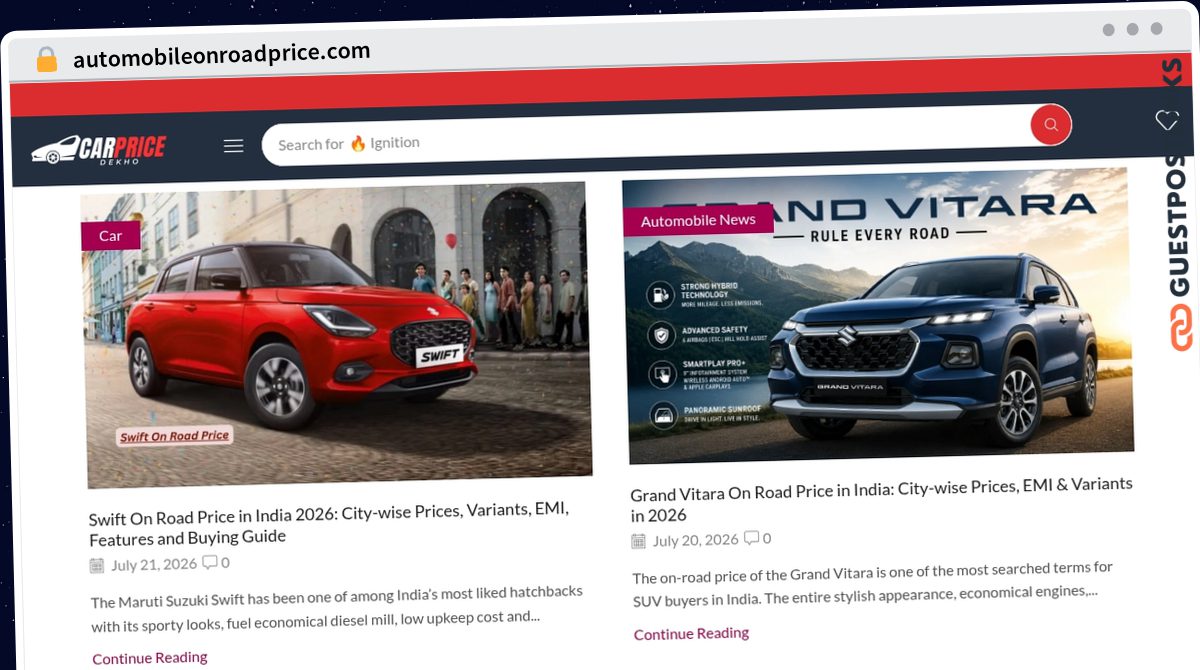 Publish Guest Post on automobileonroadprice.com