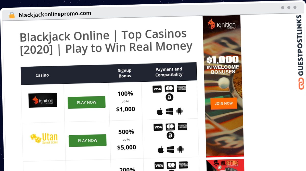 Publish Guest Post on blackjackonlinepromo.com