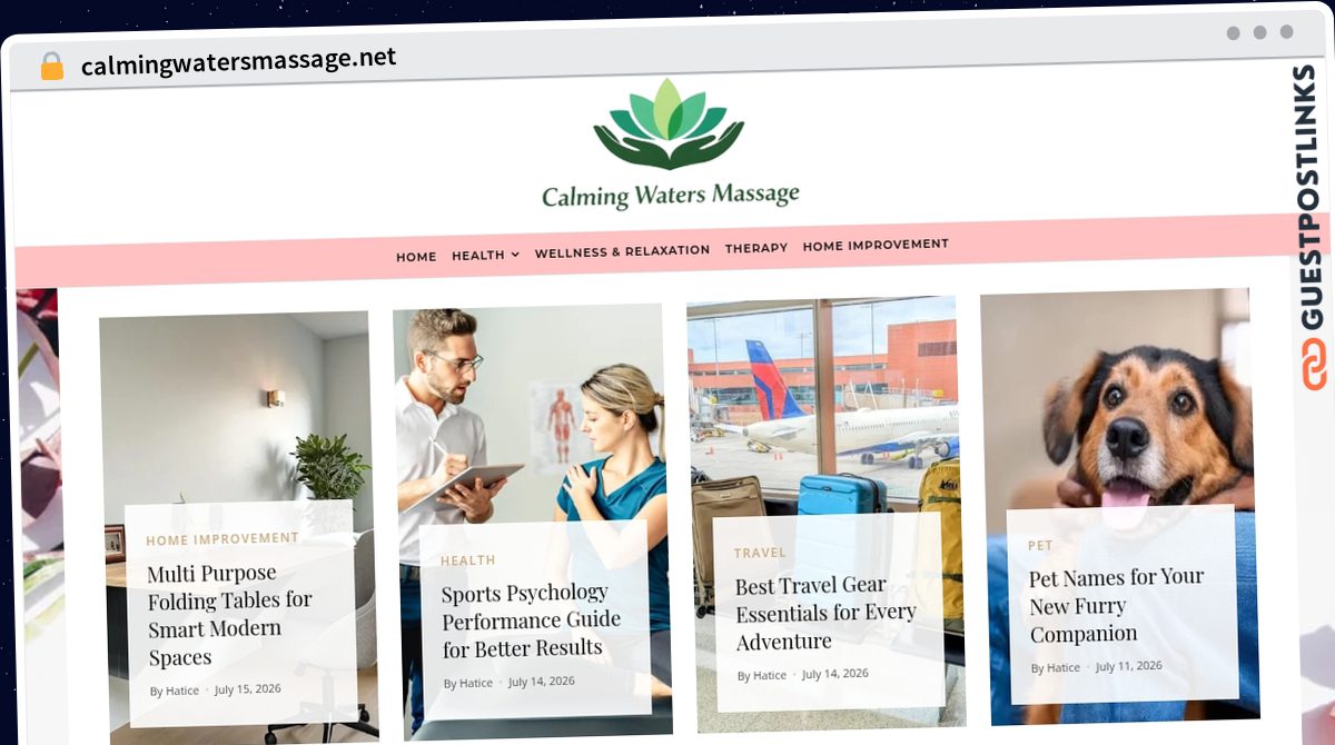 Publish Guest Post on calmingwatersmassage.net