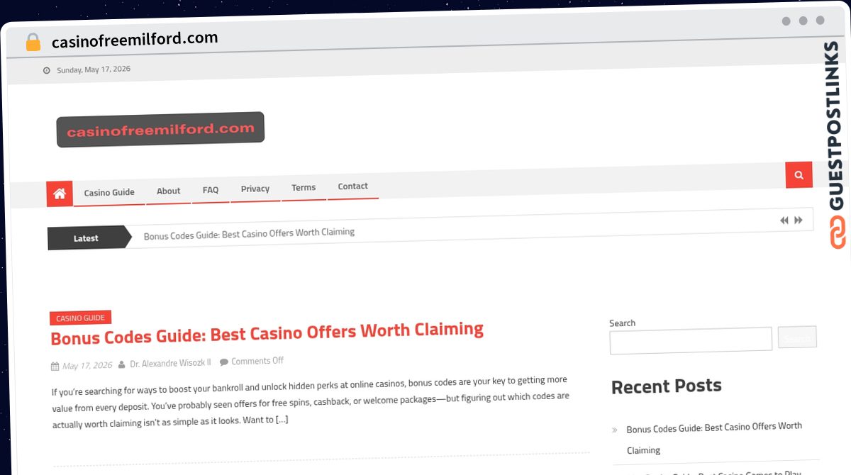 Publish Guest Post on casinofreemilford.com