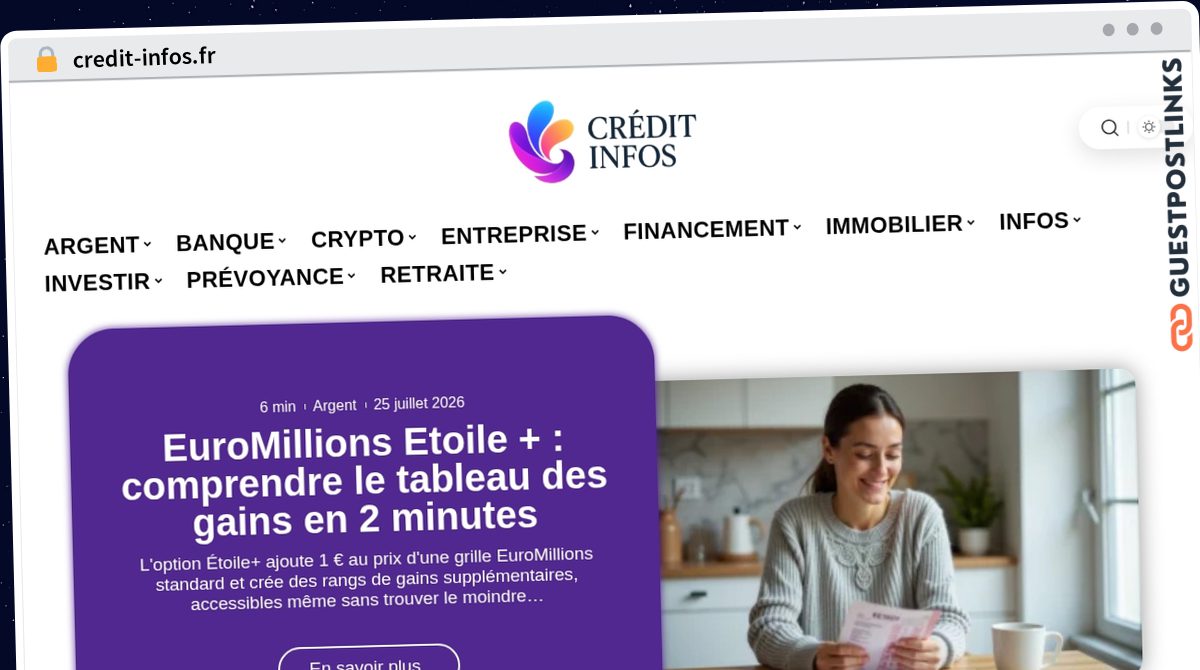 Publish Guest Post on credit-infos.fr