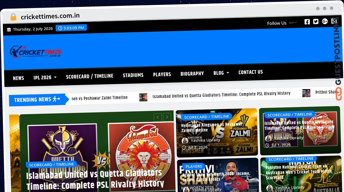 Publish Guest Post on crickettimes.com.in