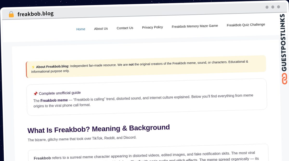 Publish Guest Post on freakbob.blog