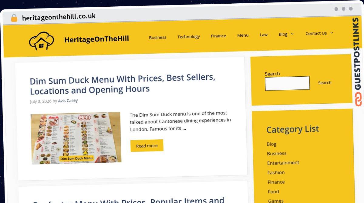 Publish Guest Post on heritageonthehill.co.uk