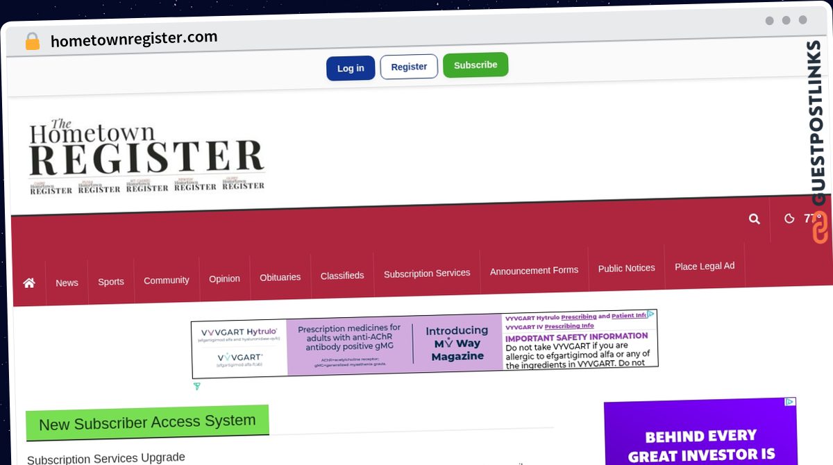 Publish Guest Post on hometownregister.com